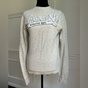 Aeropostale Gray Fitted Long Sleeve Sweatshirt, Size M
